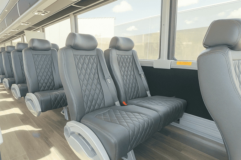 interior of Bus Rental Company Garden Grove charter bus